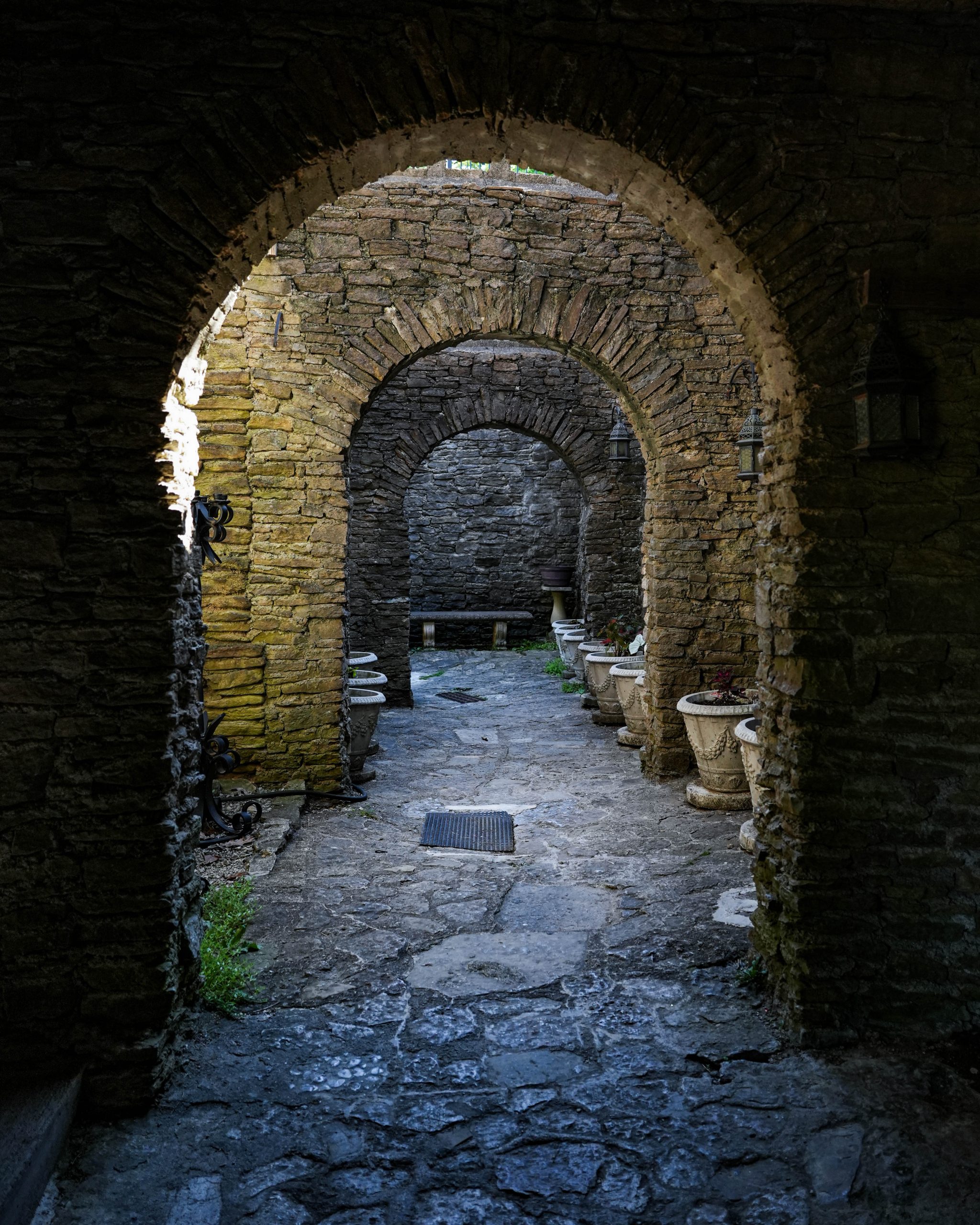 Musician's Creative Journey - The archway and courtyard at the Castle in Loveland Ohio