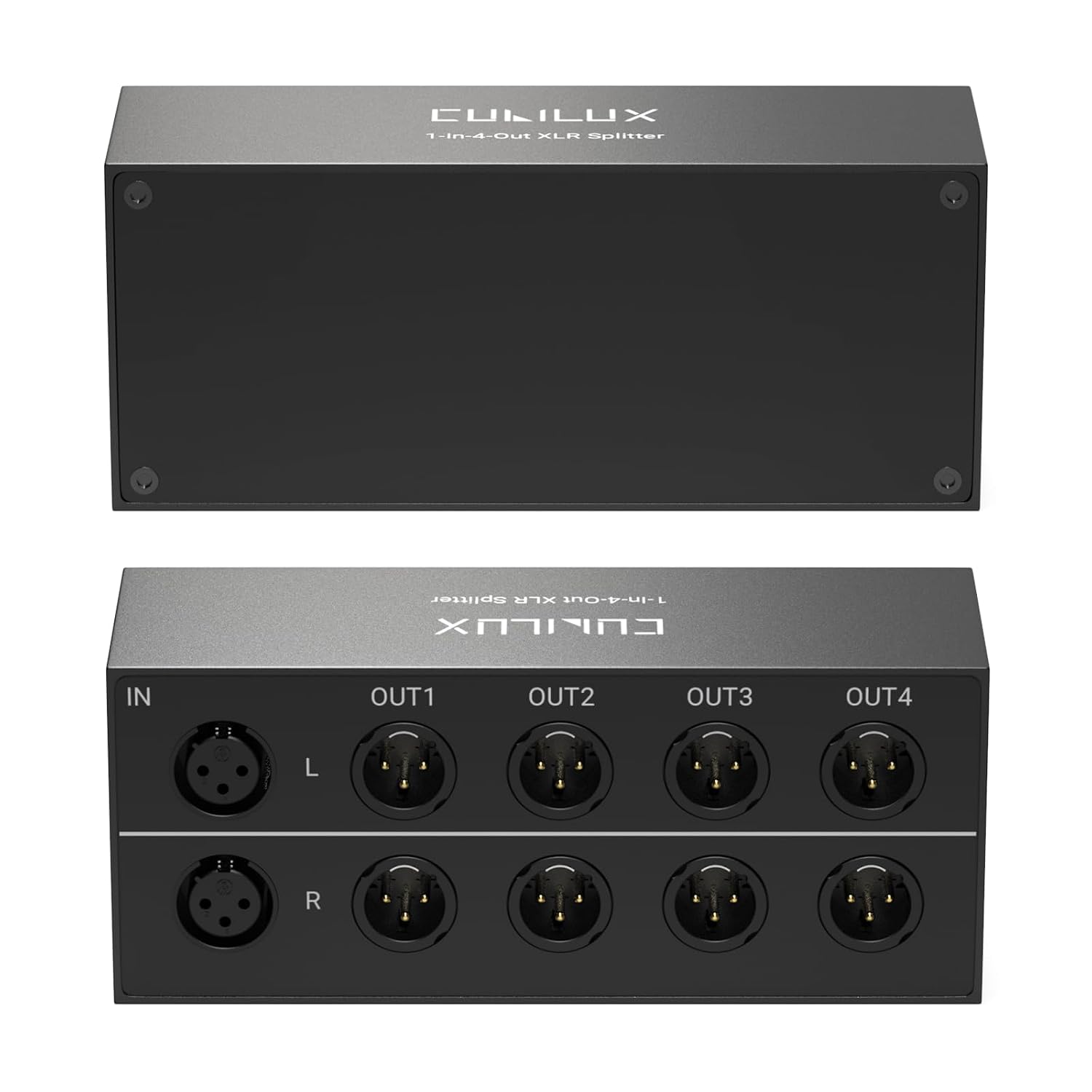 Cubilux 4-Way Balanced XLR Splitter Box, Passive Stereo 2-In-8-Out Audio Distributor for Studio, Live, Mixer, Amplifier, Preamps, Powered Speaker