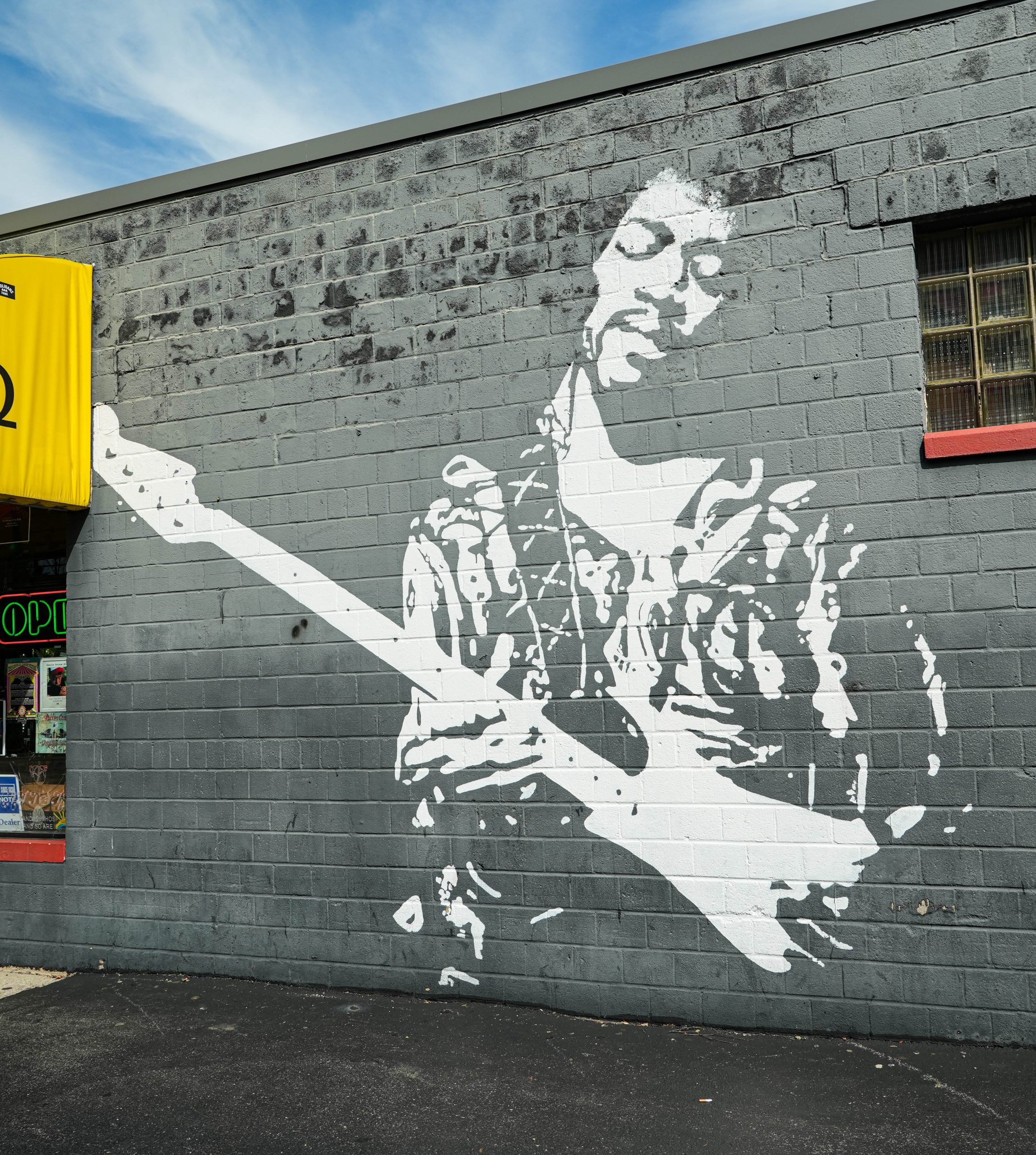 A Musician's Creative Journey Week 22 - Jimi Hendrix mural outside a music store